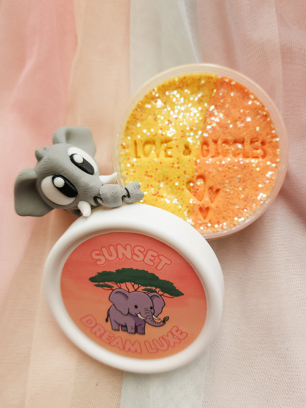 ELEPHANT'S SUNSET DREAM SET - FIDGET FLEXI & MINI PLAYDOUGH SET