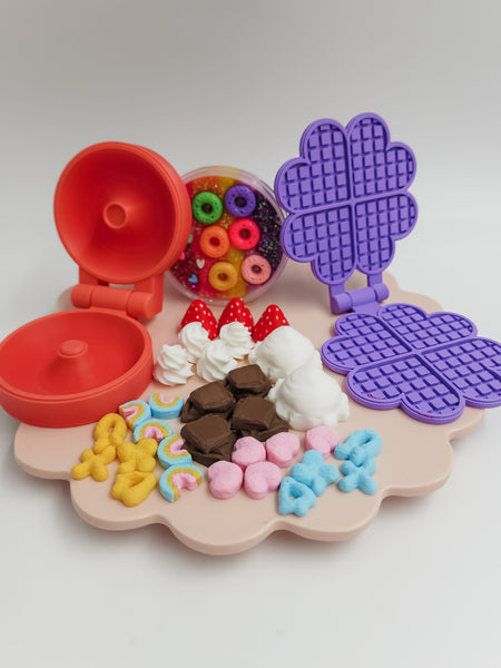 colourful dessert donut and waffle playdough kit 