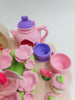 fairy garden party tea set in pastel pink and purple